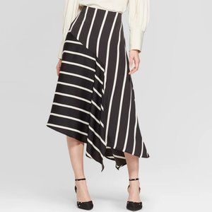 Who What Wear Black Asymmetrical Long Midi Skirt